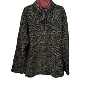 ❤️223 Live Oak Brand Charcoal/Cranberry Quarter Zip Fleece Pullover Sherpa